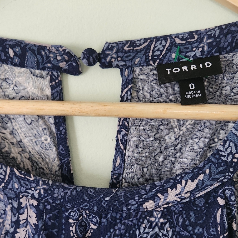 Torrid Blue Paisley Dress Sz 0 - Picture 3 of 5